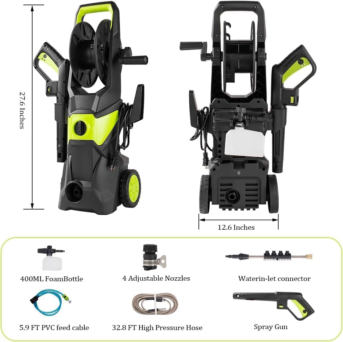 غسالة ضغط كهربائية 4000 رطل لك - مراجعة Pressure Washer Foam Gun وسعره